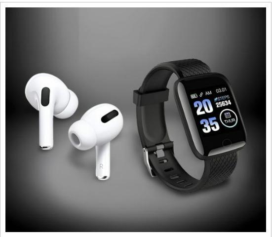 Truly Earbuds Headset + Bluetooth D116 Smart Watch