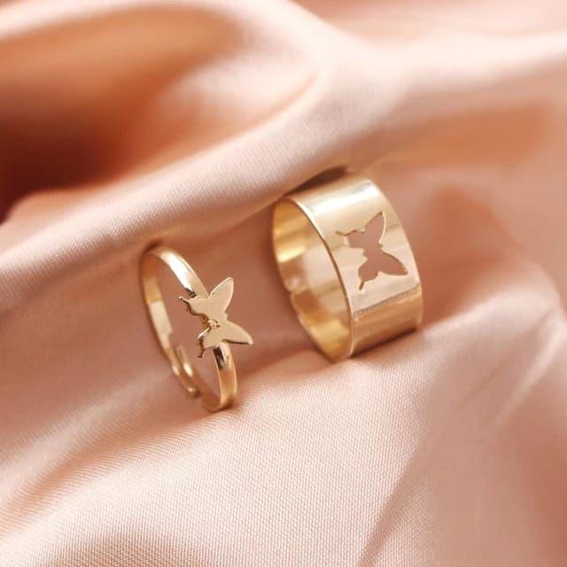 Silver Plated Diamond Couple Ring(Pack Of 4)