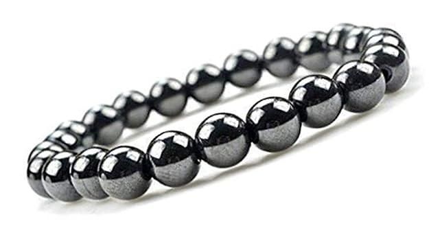 Round Beads Magnetic Hematite Crystal Stone Bracelet (Pack of 2)