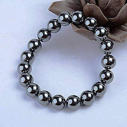 Round Beads Magnetic Hematite Crystal Stone Bracelet (Pack of 2)