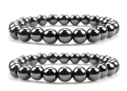 Round Beads Magnetic Hematite Crystal Stone Bracelet (Pack of 2)
