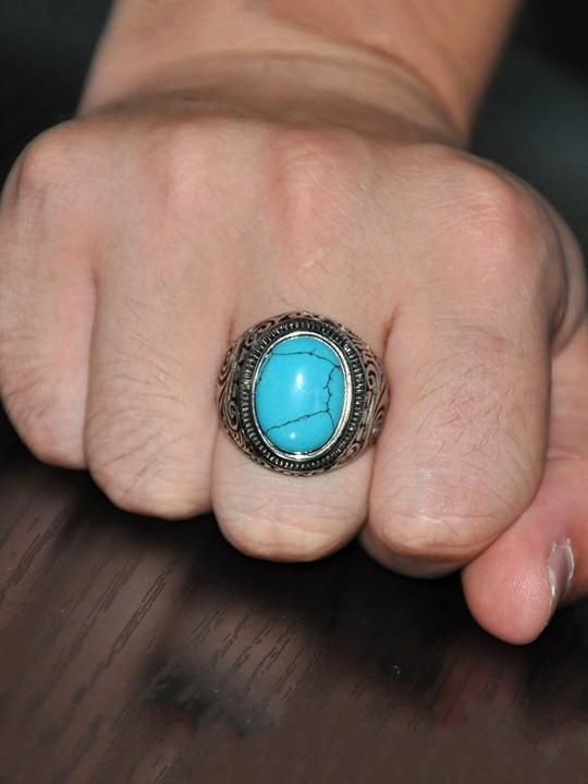 Silver Plated Blue Stone Ring