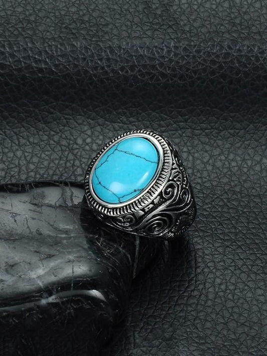Silver Plated Blue Stone Ring