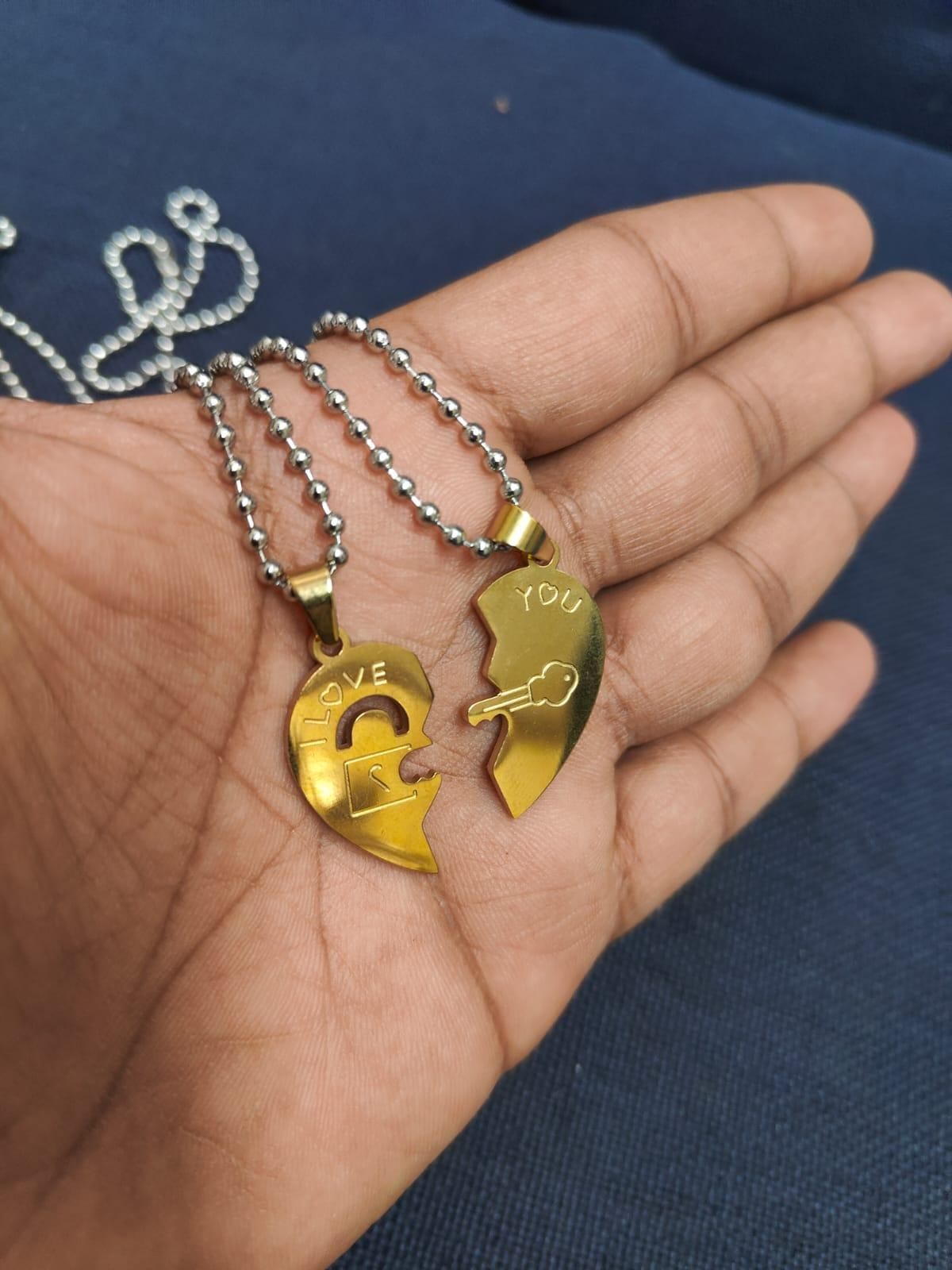 Love You Hearth Shape Gold Plated Pendant For Couple