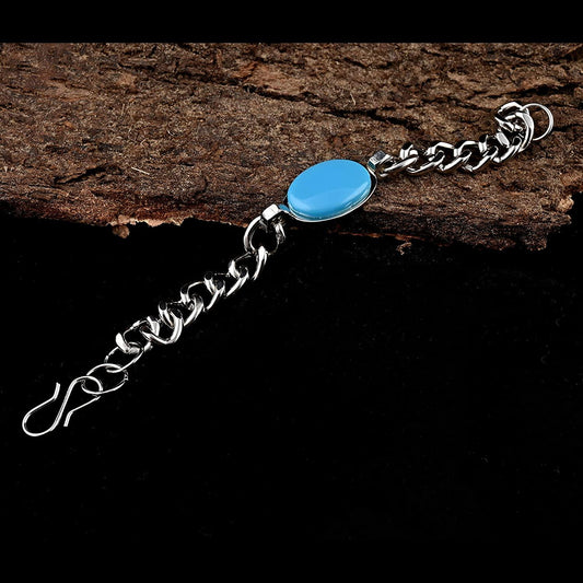 Beads & Silver Plated Men's Bracelet