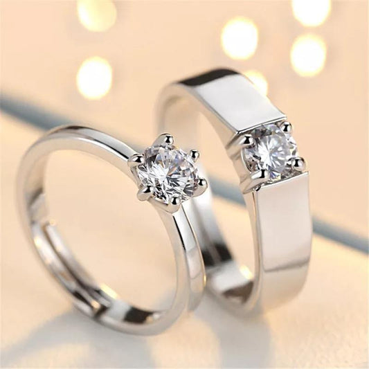 Silver Plated Diamond Couple Ring(Pack Of 4)