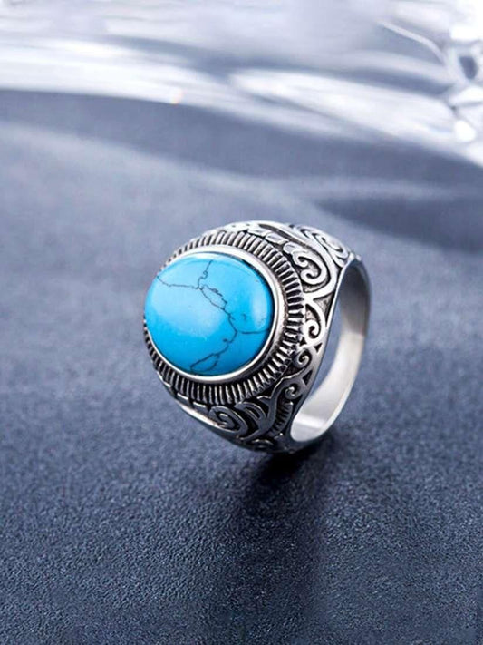 Silver Plated Blue Stone Ring