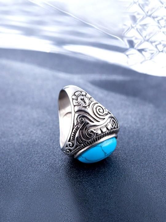 Silver Plated Blue Stone Ring