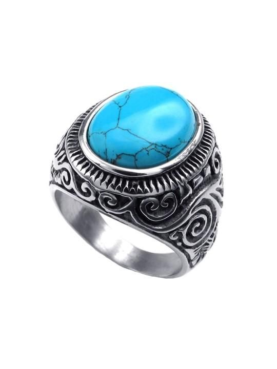 Silver Plated Blue Stone Ring