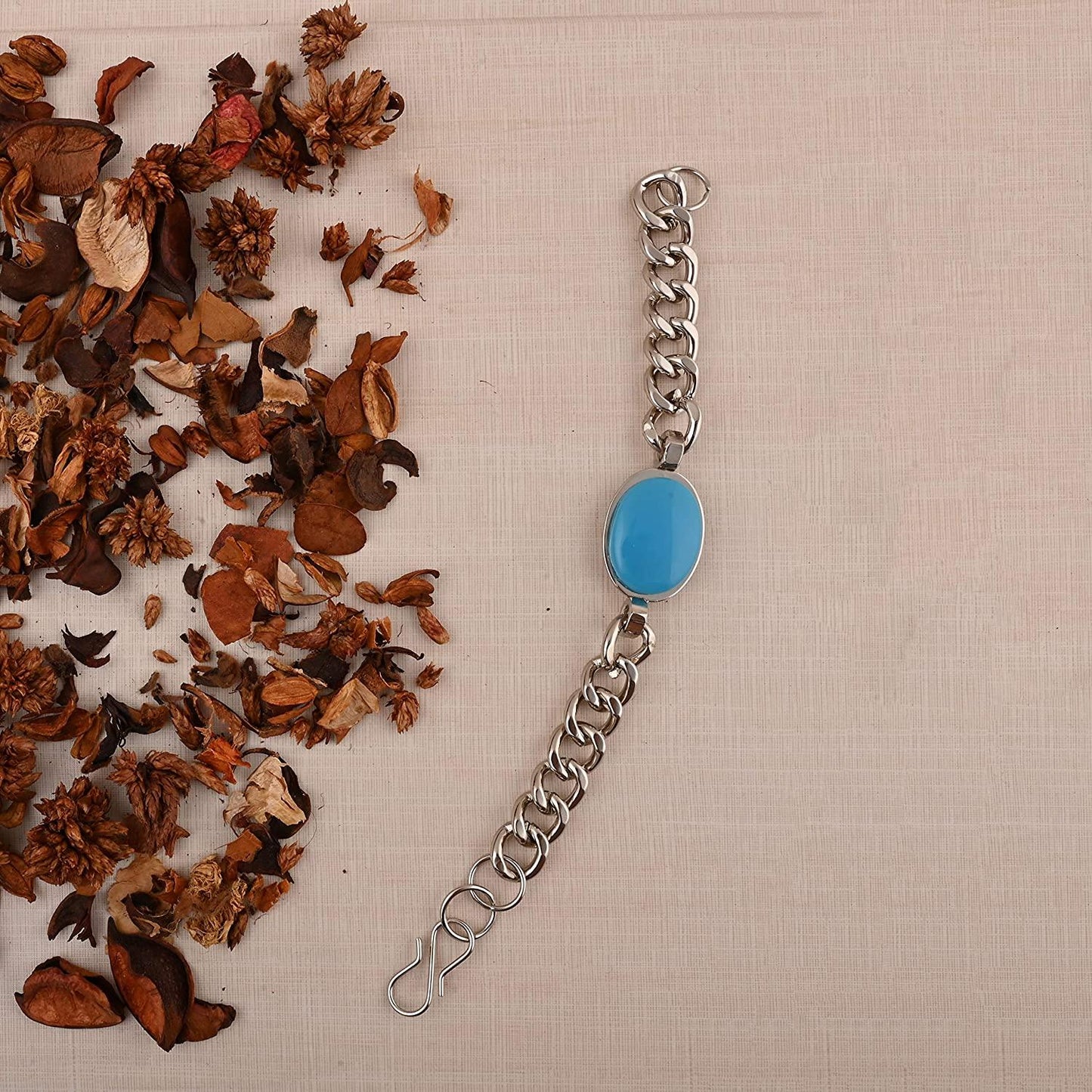 Beads & Silver Plated Men's Bracelet