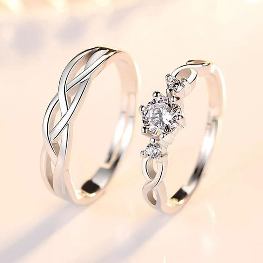 Silver Plated Diamond Couple Ring(Pack Of 4)